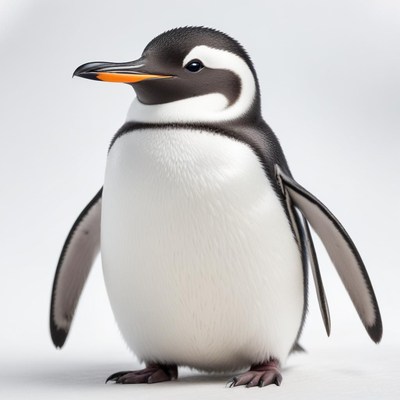 Penguin with orange beak standing still