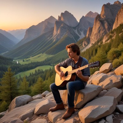 Mountain sunset guitar session