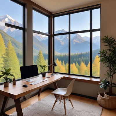 Scenic mountain view office space
