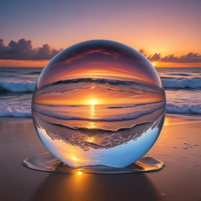 Sunset reflections in crystal ball