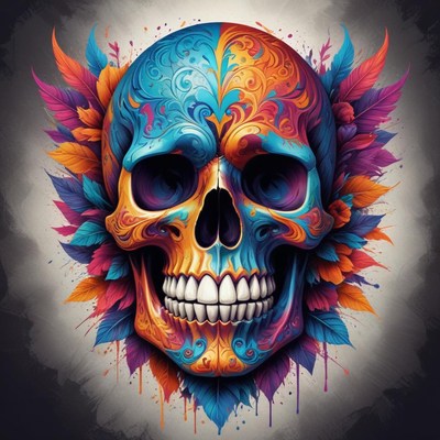 Colorful skull with floral design