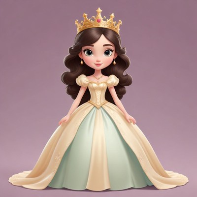 Cute princess character in royal dress