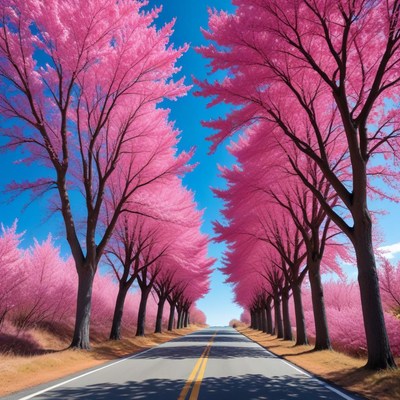 Cherry blossom avenue in spring