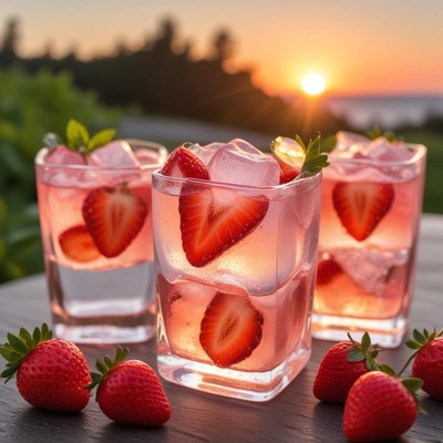 Refreshing summer drinks at sunset