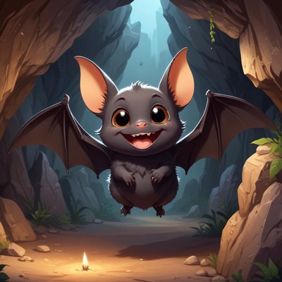 Cute bat in a cave setting