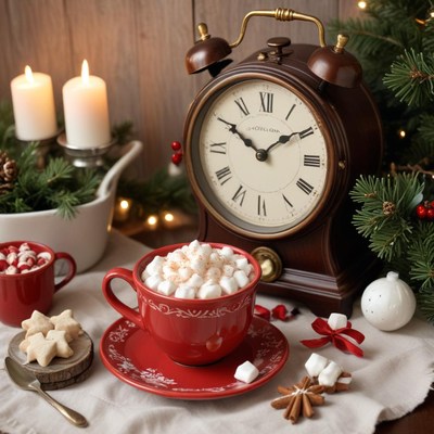 Warm holiday drink with decorations