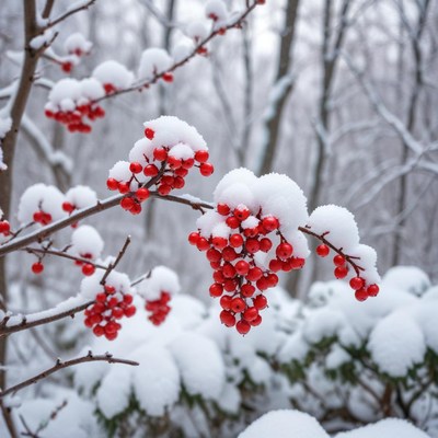 Winter berries in a snowy landscape