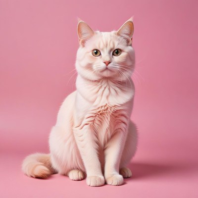 Cat posing on pink backdrop