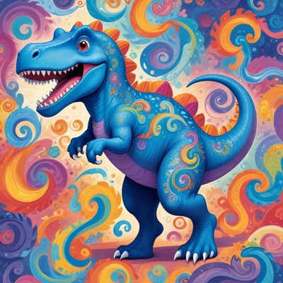 Colorful dinosaur in whimsical pattern
