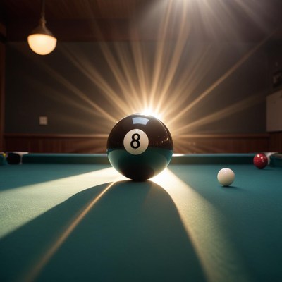 Pool table with eight ball lit up