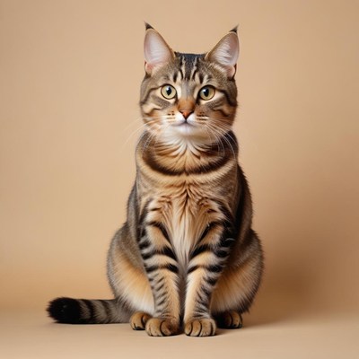 Striped cat with bright eyes