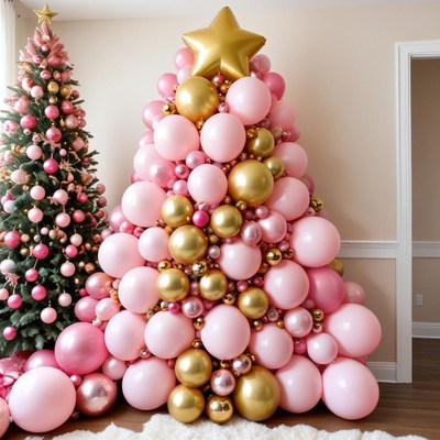 Colorful balloon christmas tree display