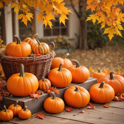 Fresh pumpkins in a fall setting