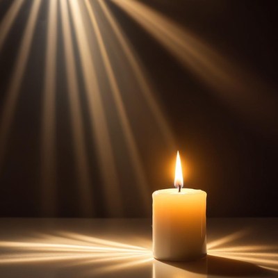 Soft candlelight in darkness