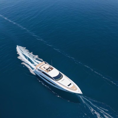 Luxury yacht cruising across vibrant sea