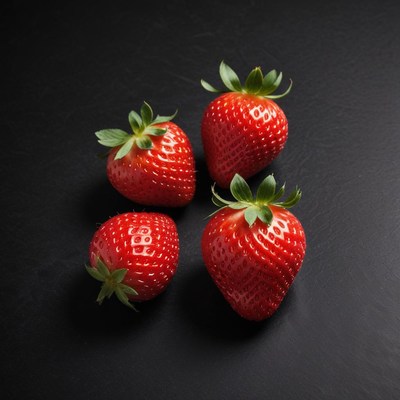 Fresh strawberries on black surface