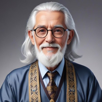 Elderly man with a wise smile