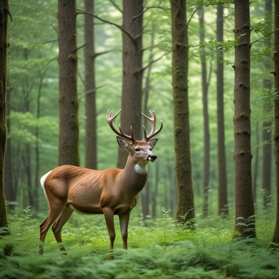 Majestic deer in a lush forest
