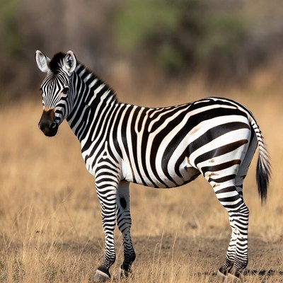 Zebra standing in golden grassland