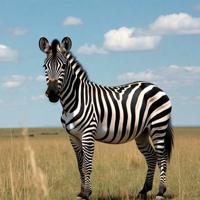 Majestic zebra in open grassland