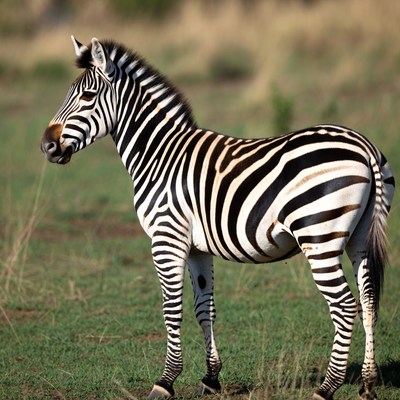Majestic zebra in a grassy landscape