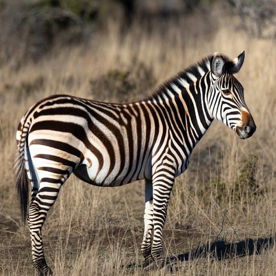 Majestic zebra in golden grassland
