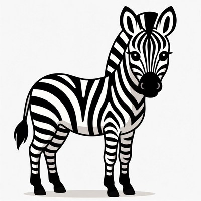 Cute cartoon zebra illustration with stripes