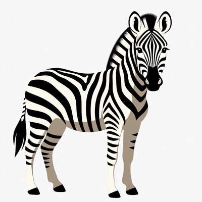 Zebra standing in a neutral background