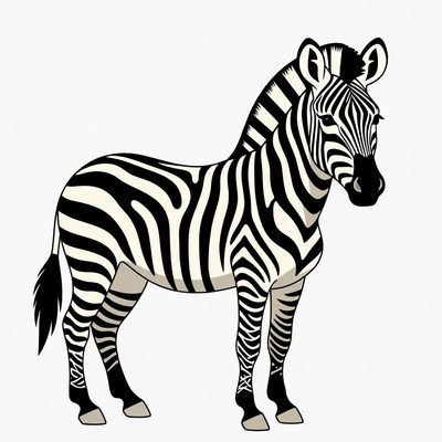 Striped zebra standing on plain