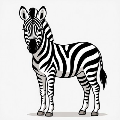 Cute cartoon zebra standing still
