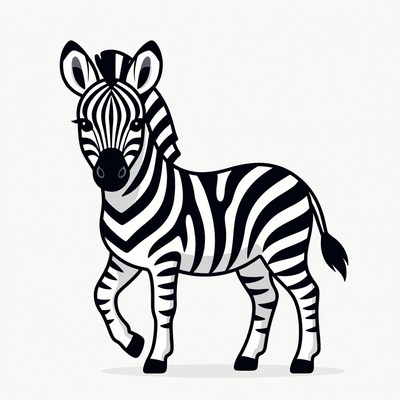 Playful zebra illustration on white background