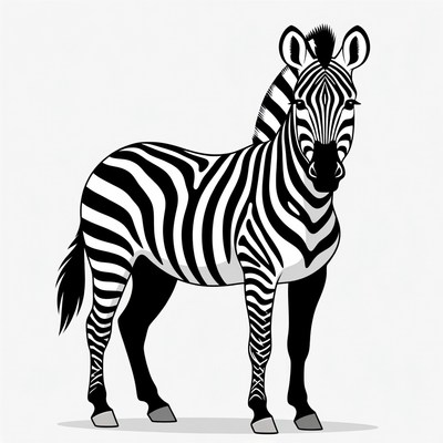 Black and white zebra standing still