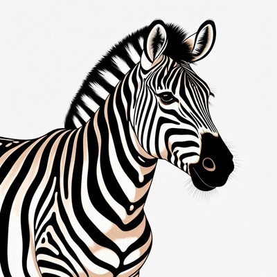 Zebra portrait with striking stripes