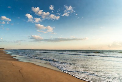 Serene beach at sunset