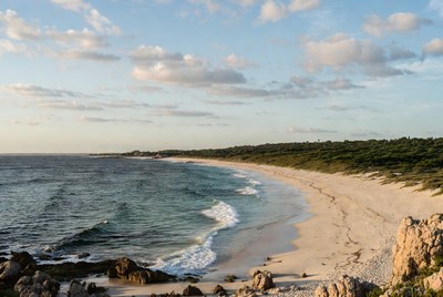 Serene coastal view at sunset