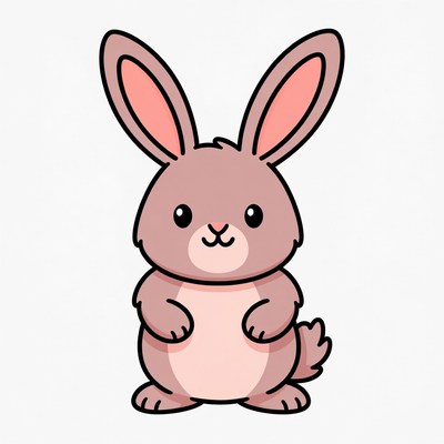 Cute cartoon rabbit with big ears
