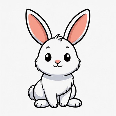 Cute white rabbit with big ears
