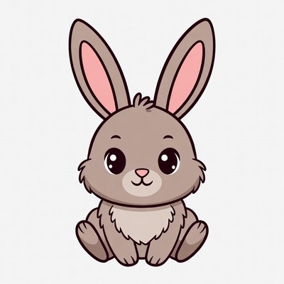 Cute cartoon rabbit sitting calmly