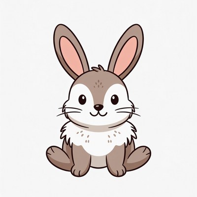Cute brown bunny sitting happily