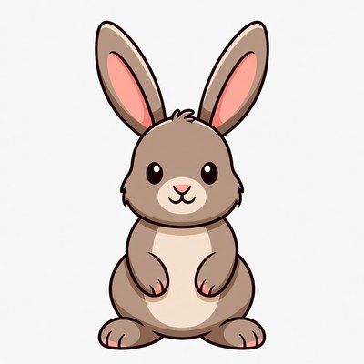 Cute cartoon rabbit standing upright