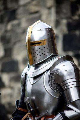 Knight in shining armor stands ready