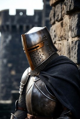 Knight in armor at castle