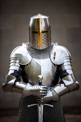 Knight in shining armor posing