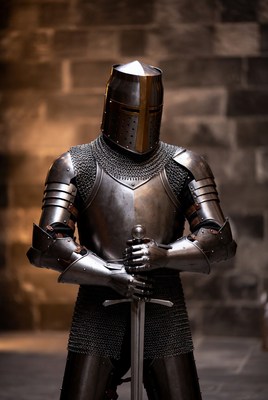 Knight in armor with sword ready
