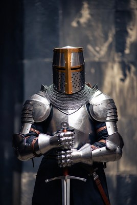 Knight in shining armor stands ready