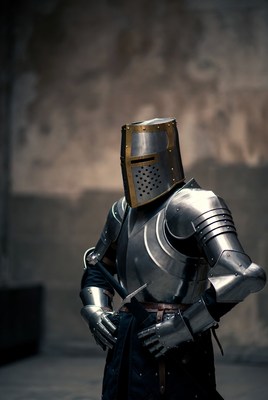 Knight in shining armor ready for battle
