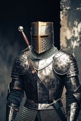 Knight in armor at castle
