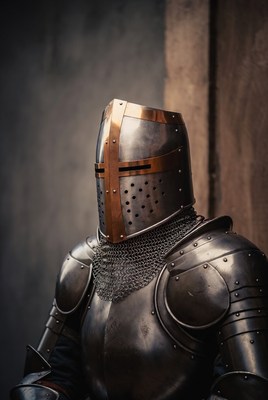 Knight in armor at historic site