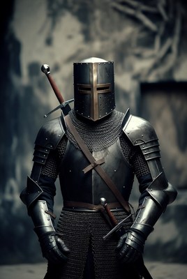 Medieval knight in shiny armor