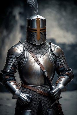 Knight in armor ready for battle